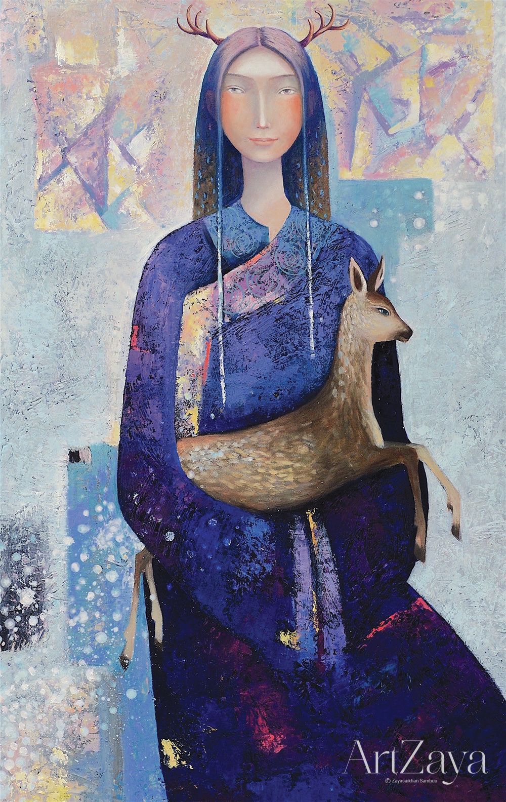 Woman with fawn